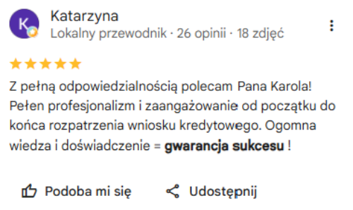 Opinia klientki w Google